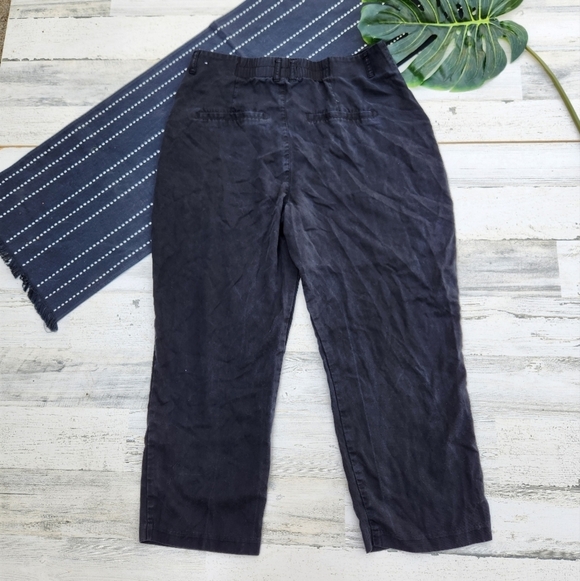 Abercrombie & Fitch Lyocell Straight Leg Ankle Pants Black Size Large - Picture 7 of 8